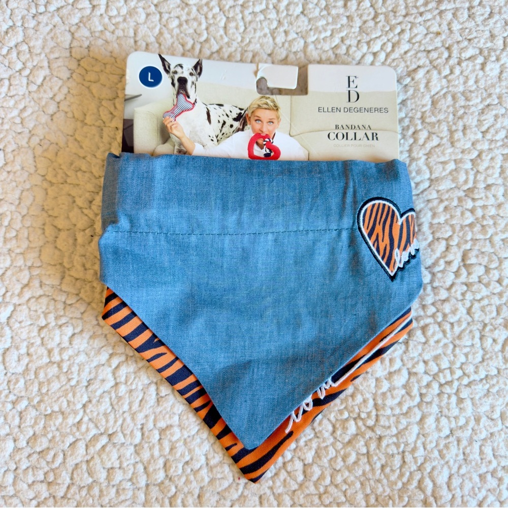 ED Ellen DeGeneres Dog Collar Bandana Set Tiger Stripe Pet Accessories